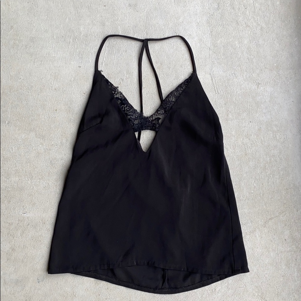 Missguided Deep V Tank With Lace Detail